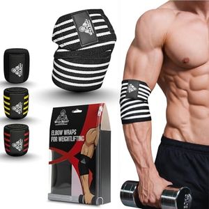 Elbow Wraps for Weightlifting (Pair), Stretchable 41" Elbow Compression Strap, Weightlifting Straps for Bench Press, Strength Training & Fitness Support, Elbows Straps for Golfer's Elbows & Tendonitis