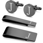 Drperfect 4 PCS Initial Cufflinks and Tie Clips for Men Stainless Steel Personalized Engraved Cuff Links and Tie Bar Money Clip Set Alphabet Letter A-Z with Gift Box10