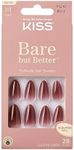 KISS Bare but Better, Press-On Nails, Nail glue included, 'Chemistry', Red, Medium Size, Almond Shape, Includes 28 Nails, 2g Glue, 1 Manicure Stick, 1 Mini file