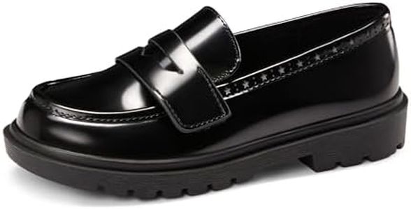 PATPAT Kids Loafers Boys Dress Shoes for Girls School Penny Loafers Chunky Platform Slip On Flats Uniform Church Moccasins Black