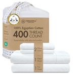 Threadmill Egyptian Cotton Sheets for King Size Bed | 100% Certified Egyptian Cotton King Bed Sheets Set | Snug Fit Elastic Deep Pocket King Sheets Soft, Breathable All Season Damask Jacquard | White