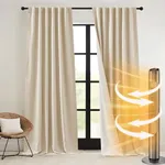 RYB HOME Heavy Faux Linen Curtains for Living Room, Blackout Privacy Thermal Insulating Window Treatment Pinch Pleated Curtains for Bedroom Office, Thatched Tan, W 52 x L 84 inch, 2 Panels