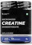 Carbamide Forte Micronised Creatine Monohydrate Powder | Monohydrate Creatine Supplement for Lean Muscle Volumization, Strength & Energy | Unflavoured - 83 Servings - 250g