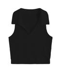 TOPLOT Women's V-Neck Solid Textured Tank Top (Collar-Tank-Top-5193-Black-M)