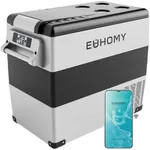 EUHOMY Car Refrigerator, 55Liter(59qt) RV Refrigerator with 12/24V DC & 110-240V AC, Portable refrigerator freezer fridge cooler For Car, RV, Camping, Travel, Fishing, Outdoor or Home Use(Gray).
