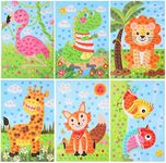 LZHZH 6 PCS - Mosaics Sticker Art Kit for Kids，1260 Pieces Sticky Foam DIY Craft for Boy Girl，Animals Sticker Craft Activities (Age 3+)