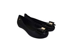 IVACHY Womens Jelly Ballet Shoes, Bow Details Slip-On Flats, Comfy Ladies Casual Wear Every-Day Closed Toe Ballerina Pumps Black