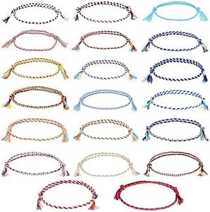TONAUP Bracelets D'amitié 20pcs Multicolore Bracelet Fil Bracelets D'amitié Tressés Faits à La Main Réglables Tressés Corde Bracelet Tibétain Bracelet D'amitié pour Fille Femme Cadeau