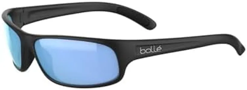 Bolle Anaconda BS027008 64MM Black Matte/Sky Blue Polarized Rectangular Sunglasses for Men + BUNDLE With Designer iWear Complimentary Eyewear Kit