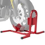HOMCOM Metal Motorcycle Motorbike Wheel Chock Locking Stand System 17", 19", 21"/43, 48, 51 cm Front Wheels Steel Adjustable Fixing Tyre Holder Support