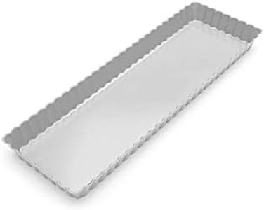 Fox Run 44531 Rectangular Tart Pan, 14.1 x 4.7 x 1 inch, Silver Stainless Steel with Removable Bottom, Large