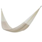 NOVICA Natural Off White Hand Woven Cotton Blend Mayan 1 Person Rope Hammock, 'Natural Comfort' (Single)