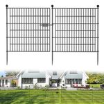 10 Panels No Dig Decorative Outdoor Garden Fence with Gate for Yard, 32 in(H) X 23.6 ft(L) Animal Barrier Fencing Rustproof Metal Wire Panel Border for Dog, Rabbits, and Patio Temporary Ground Stakes