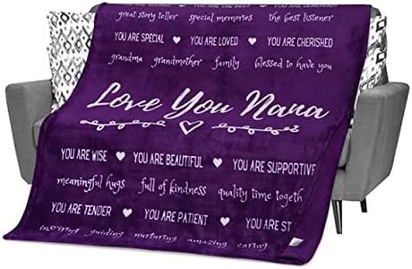 FILO ESTILO Nana Gifts from Grandkids, Nana Blanket from Grandchildren, Nana Throw, Nana Gifts from Granddaughter, Grandson for Birthday, 153x127 cm (Purple, Fleece)