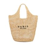 POOOPSSD New Woven Bag, Straw Mesh Tote Bag, Beach, Shoulder Bag, Hobo Women, Foldable Large Capacity, for Holiday., Khaki, Large, 2022 New