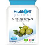 Health4All Olive Leaf Extract 90 Capsules. 20% Oleuropein, Purest, No Additives, Vegan, Non-GMO, Gluten Free Antioxidant Supplement for Immune Support, Blood Pressure and Cholesterol Support