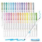 Shuttle Art Pastel Highlighters, 30 Colours Dual Tip Highlighters, Highlighter Markers Assorted Colours, Perfect for Colouring, Underlining, Highlighting, Journaling in School Office Home