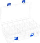 DIFIT Bead Organizer Plastic Organizer Box with Dividers Bead Organizers and Storage Small Parts Organizer Jewelry Bead Storage Bead Box with Adjustable Dividers, Set of 2