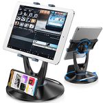 DeskLogics iPad Tablet Stand Holder for Desk - 6 inch to 13 inch - Stable, Adjustable - 360° Swivel Angle Pen Phone iPad Stand for Store, Retail Kiosk, Reception, Home Office, Gift Ideas - Black