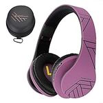 PowerLocus Bluetooth Over-Ear Headphones, Wireless Stereo Foldable Headphones Wireless and Wired Headsets with Built-in Mic, Micro SD/TF, FM for iPhone/Samsung/iPad/PC (Black/Purple)