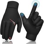 Kids Winter Running Thermal Gloves - Children Touch Screen Black Snow Gloves for Bike Outdoor Sports Cycling Riding Skiing Golf Rugby Football Training Non-slip Warm for Boys & Girls Aged 8 -10 Large