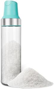 Loscarol Sugar Dispenser with Pour Spout, 17 oz Glass Sugar Shaker Jar Creamer Dispenser Weighted Pourer for Coffee Bar,Tea & Baking, Sugar Container for Home Kitchen, Lake Blue