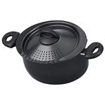 Bialetti - 7265 Bialetti Oval 5.5 Quart Pasta Pot with Strainer Lid, Nonstick, 1, Black