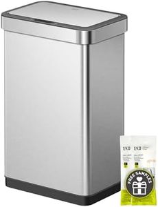EKO EcoNova 50L/13.2 Gallon Automatic Sensor Kitchen Trash Bin, Stainless Steel Touchless Garbage Bin with Soft-Close &Stay-Open Lid, Fingerprint-Resistant
