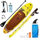 Inflatable Paddle Board, 33" Extra Wide & Lightweight Paddle Board – Premium Set Includes, Adj Floating Paddle, Camera Mount, 3 Fins, Dual Pump Kit, Leash