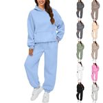 Buy Again Tracksuit Full Sets for Women UK 2 Piece Co Ord Sets Outfits Hoodie and Sweatpants Jogger Set Ladies Oversized Gym Activewear Y2k Lounge Wear Sweatsuit (Sky Blue, L)