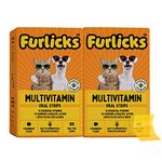 Furlicks Multivitamin for Dogs & Cats | Vitamins C, K2, B, D, A, Omega, Calcium & Zinc for Growth & Development, Heart, Liver & Joint Health, Performance & Immunity (60 Oral Dissolving Strips)