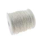 Graceangie 20meters 66ft Shiny Silver Oval Cable Cross Chain, Link 2x3mm for Jewelry Making DIY Necklace