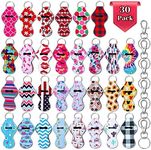 shynek Chapstick Holder Keychain Bulk, 30Pcs Lip Balm Holder with 30 Sets Keyring Clips for Lipstick, Chapstick, Lip Balm (Assorted Colors)