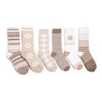 MUK LUKS Women's Heat Reatiner Sock 6 Pair Pack Microfiber Crew Returns, Ivory, One Size