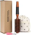 BESTOOL Round Brush for Blow Drying, Boar Bristle Round Hair Brush with Wooden Barrel, Large Round Styling Brush for Women & Men, Straightening, Curling, Adding Shine or Volume (2 inch)