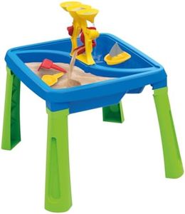 DOLU Sand and Water Table 3 in 1 Creativity Toy For Children From 24 Months Garden Toys Play Tray Activity Table Water Play Table Sandbox - Blue/Green