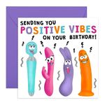 Central 23 Naughty Greeting Card for Women - 'Positive Vibes' - Funny Birthday Card for Her - For Best friend Girlfriend Sister - Comes with Fun Stickers