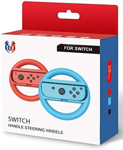 GH Switch Steering Wheel for Mario Kart 8 Deluxe and Booster Course Pass (DLC), Racing Wheel Accessories Compatible with Nintendo Switch/Switch OLED Joy Con Controller (Red and Blue)