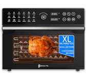 BridgePro 30L Digital Air Fryer Oven With Rotisserie Full Accessory Set - XL Family Sized 18 in 1 Dual Cook Smart Dial 360° Hot Air Circulation Time & Temp Controlled Fast Cooking 1800W