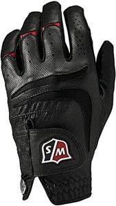 Wilson W/S Grip Plus Mens Golf Glove, Left Hand, Black, Small
