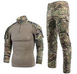 Men's Tactical Suit Combat Shirt and Pants Set Long Sleeve Ripstop Multicam Airsoft Clothing Woodland BDU Hunting Military Uniform, Cp, M