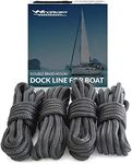 Dock Lines for Boats - 4 Pack of 3/8" x 15 Ft Double Braided Nylon Rope with 12-Inch Eyelet Whipped Ends – Marine Lines Grade Black Rope for Docking, Mooring, and Securing Boats