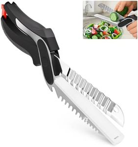 Cutting Board Scissors for Food – 6-in-1 Kitchen Food Scissors with Ribbed Blade, Automatic Spring & Safety Lock, Dishwasher Safe – Kitchen Shears for Easy Slicing of Meat, Fish, Veggies Fruits, Bread