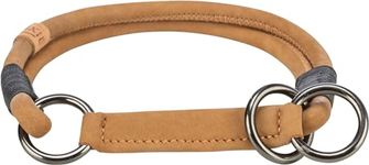 TRIXIE Zug-Stopp BE NORDIC Leather Dog Collar S Brown - Comfortable Dog Collar for Small Dogs with Pull Limitation - Robust & Elegant - 17111