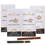 White Leaf Premium Herbal Smokes Cigarettes - Tobacco and Nicotine Free Combo Pack of Regular, Clove Flavour Smoke (20 Smoke Each) (40 Smoke)