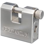 Britanium® BRX/66 [Armoured] High Security Container Padlock - [Heavy Duty] - [Anti Drill Cylinder] - Also Ideal Motorbike, Shed & Garage Lock (5 Keys) Silver