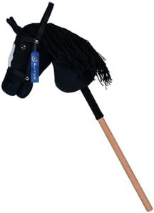 ROCK MY BABY Hobby Horse Plush Stuffed Stick Horse with Award Ribbon for Boys and Girls 3+ Fun Toys for Pretend Play (Black) CPC Certified