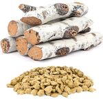 Hisencn Gas Fireplace Logs Set Ceramic White Birch, 6-Pcs Fake Wood Logs for Intdoor Inserts, Vented, Propane, Electric Gas Fireplaces, Outdoor Firebowl, Linear Fire Pits with Glowing Embers Wool 6 Oz