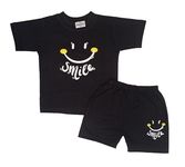 'Mom+Dad' - 'Smile' - 'D7' Text Printed Cotton Baby Black Clothing Sets/Tshirt-Shorts 3 different designs (Boys/Girls Born Baby to 6 Years) (3-4 Years)