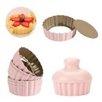 LIFVCNT Mini Tart Pans with Removable Bottom, Mini Cheesecake Muffin Pan Nonstick, Mini Pie Tart Shells Molds for Baking, Included 6 Tart Pan and 1 Pressure Tamper